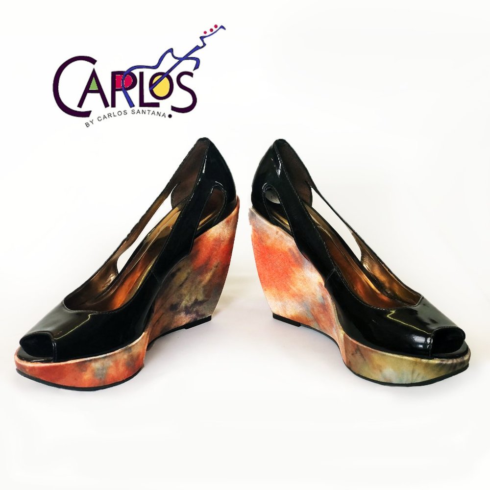 Carlos Santana artsy platform wedge shoes